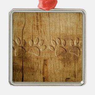 Holzhundpfoilgeflecht Print Ornament Aus Metall