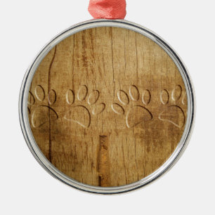 Holzhundpfoilgeflecht Print Silbernes Ornament