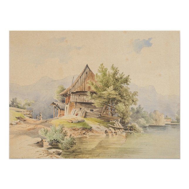 Holzhütte am See - Carl Lafite Poster (Vorderseite)