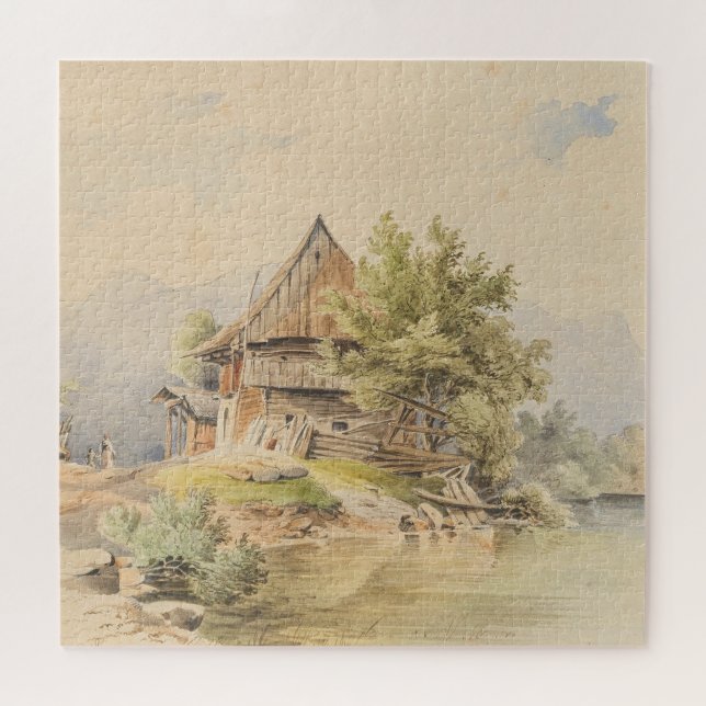 Holzhütte am See - Carl Lafite Puzzle (Horizontal)