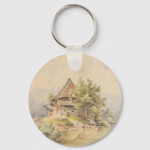 Holzhütte am See - Carl Lafite Schlüsselanhänger