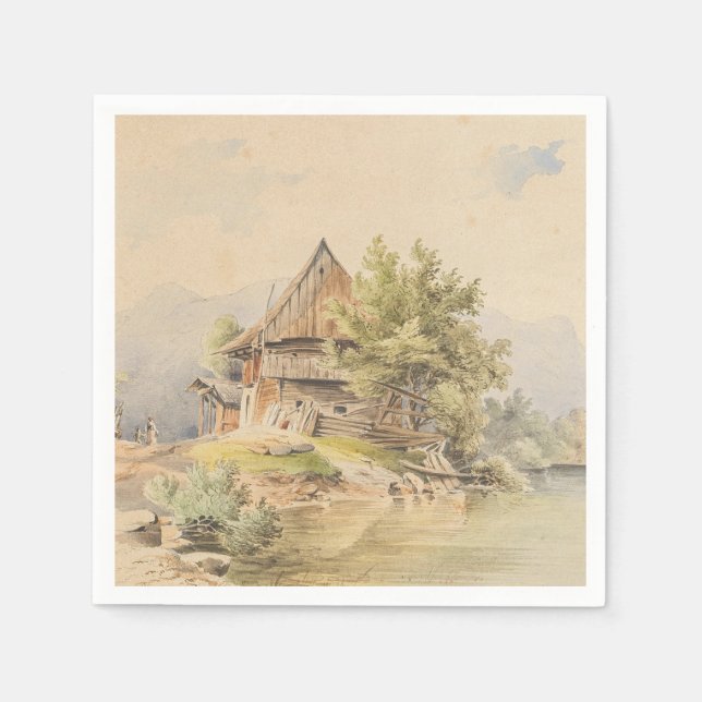 Holzhütte am See - Carl Lafite Serviette (Vorderseite)