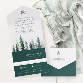 Holzhütte | Monografische Hochzeit All In One Einladung