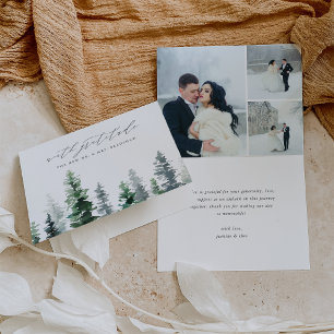 Holzhütte Winterpine-Hochzeit Dankeskarte