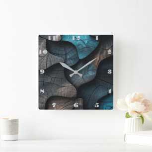 Holzimitation Quadratische Wanduhr