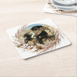 Holzjagd mit der Bretagne Spaniel Rechteckiger Pappuntersetzer