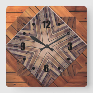 Holzkaleidoskop-Gestaltungssäulenuhren Quadratische Wanduhr