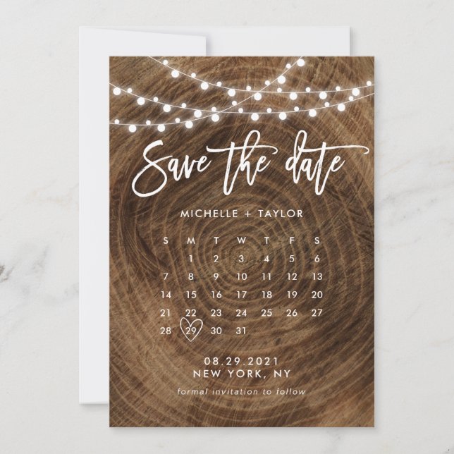 Holzkalender Save the Date Karte (Vorderseite)