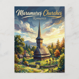 Holzkirchen in Maramureș Rumänien Postkarte