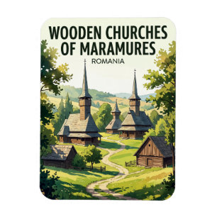 Holzkirchen von Maramures Rumänien Magnet