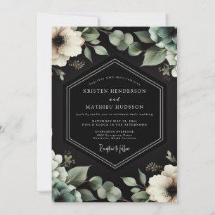 Holzkohle-Anemonen-Eleganz-Hochzeit Einladung