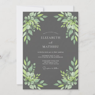 Holzkohle-Aquarell-Blatt-Hochzeit Einladung