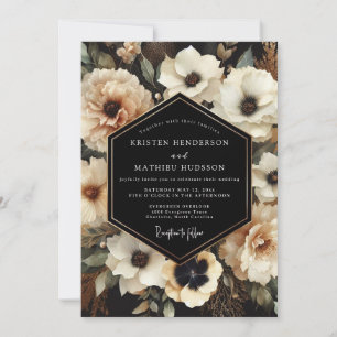 Holzkohle-Creme-Chiaroscuro-Hochzeit Einladung