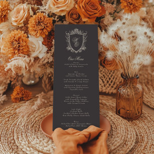 Holzkohle Crest Vintage Beige Antike Hochzeit Menükarte