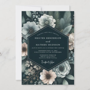 Holzkohle-Dämmerungs-Anemonen-Hochzeit Einladung