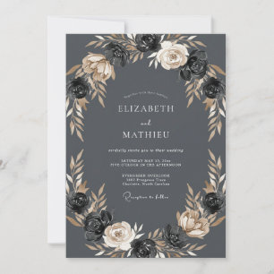 Holzkohle Ethereal Botanische Hochzeit Einladung