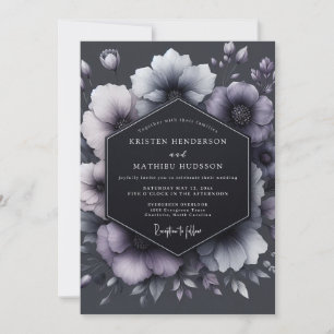 Holzkohle Florale Düstere Hochzeit Einladung