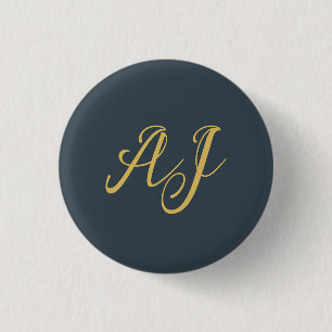 Holzkohle-Gold-Farb-Monogramm-Professionelle Initi Button