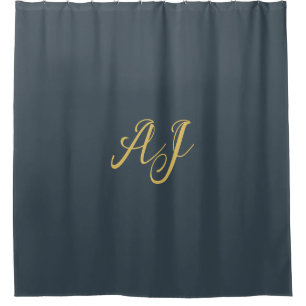 Holzkohle-Gold-Farb-Monogramm-Professionelle Initi Duschvorhang