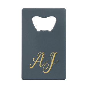 Holzkohle-Gold-Farb-Monogramm-Professionelle Initi Geldbeutel Flaschenöffner