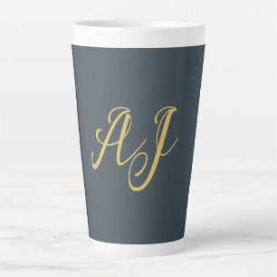 Holzkohle-Gold-Farb-Monogramm-Professionelle Initi Milchtasse