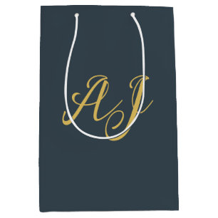 Holzkohle-Gold-Farb-Monogramm Professionelle Initi Mittlere Geschenktüte