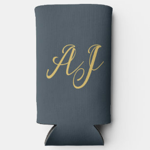 Holzkohle-Gold-Farb-Monogramm-Professionelle Initi Selters Dosenkühler