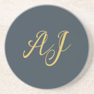 Holzkohle Gold Farbe Monogramm Professionelle Init Getränkeuntersetzer