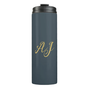 Holzkohle Gold Farbe Monogramm Professionelle Init Thermosbecher