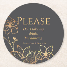 Holzkohle & Gold Ich tanze Runder Pappuntersetzer