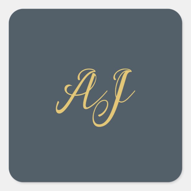 Holzkohle Goldfarbene Monogramm-Initiale professio Quadratischer Aufkleber (Vorderseite)