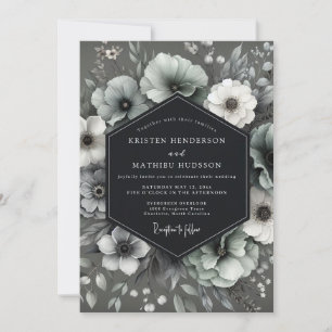 Holzkohle-Gotische Anemone-Hochzeit Einladung