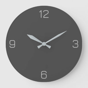 Holzkohle Grau 434343 Farbe, mit der Option Name h Große Wanduhr
