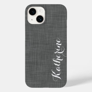 Holzkohle Grau Imitate Linen Textur Custom Monogra Case-Mate iPhone 14 Hülle