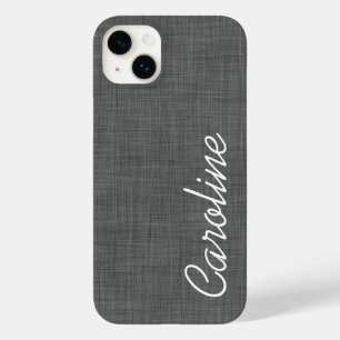 Holzkohle Grau Imitate Linen Textur Custom Monogra Case-Mate iPhone 14 Plus Hülle