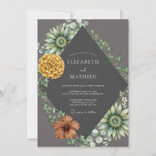 Holzkohle-Kupfer-Dahlia-Hochzeit Einladung