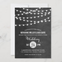 Holzkohle-Lichterketten-Hochzeitseinladung