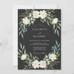Holzkohle Majestätische Botanische Hochzeit Einladung