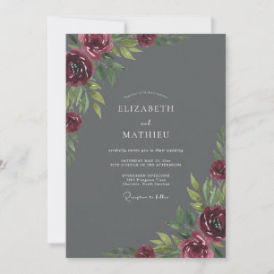Holzkohle-Marone-Hochzeitsanstrich Einladung