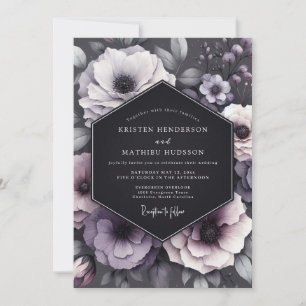 Holzkohle-Melancholie-Anemone-Hochzeit Einladung