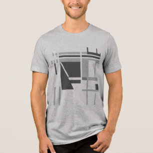 Holzkohle Mittelgrau MCM Stilgeometrie Abstrakt Tri-Blend Shirt