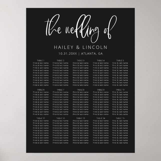Holzkohle Moderne Minimalistische Hochzeitssattelk Poster (Vorne)