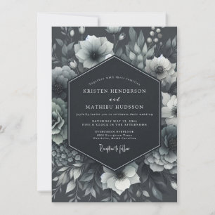 Holzkohle Moody Anemonen Hochzeit Einladung