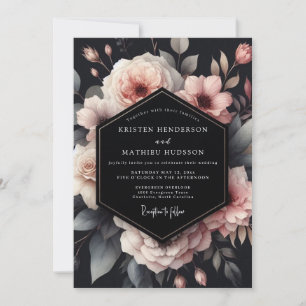 Holzkohle Moody Bloom Hochzeit Einladung