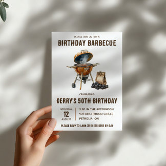 Holzkohle-Raucher Barbeque Geburtstag Einladung