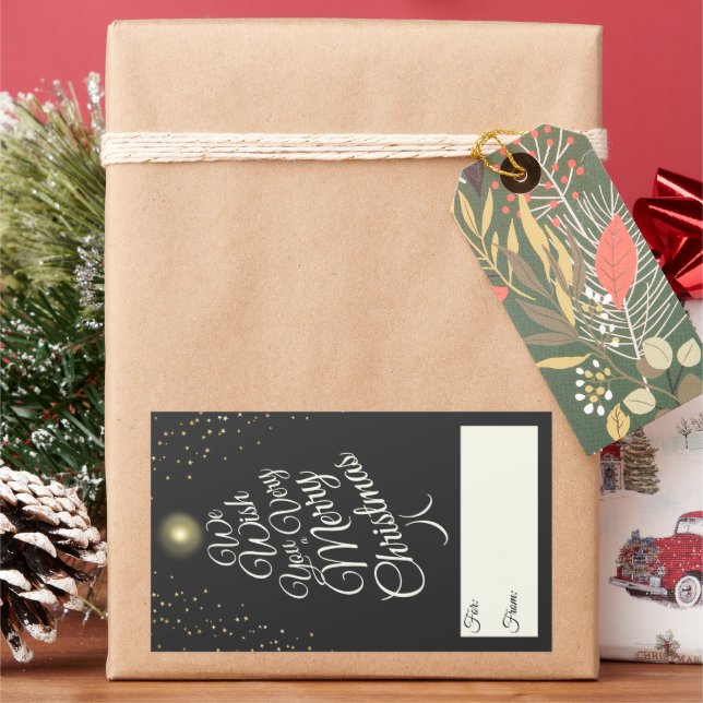 Holzkohle sehr frohe Weihnachtsbaumgeschenk für Rechteckiger Aufkleber (Feiertag)