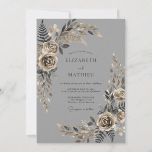 Holzkohle-Sophisticated Vintage-Hochzeit Einladung