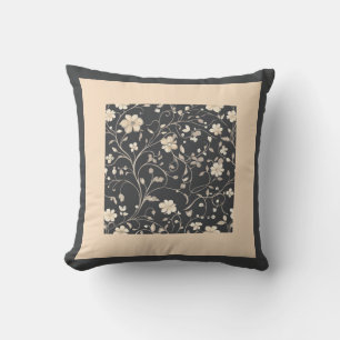 Holzkohle und beige floral kissen