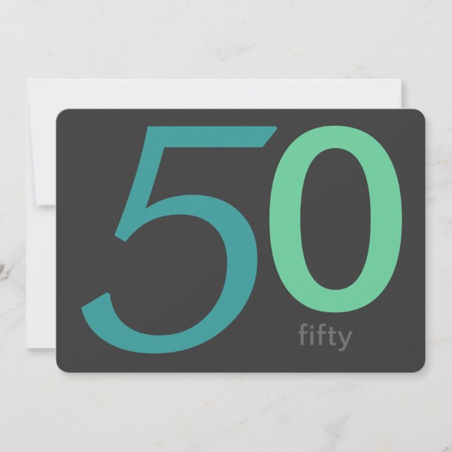 Holzkohle und Blue Custom 50. Geburtstag Einladung (Vorderseite)