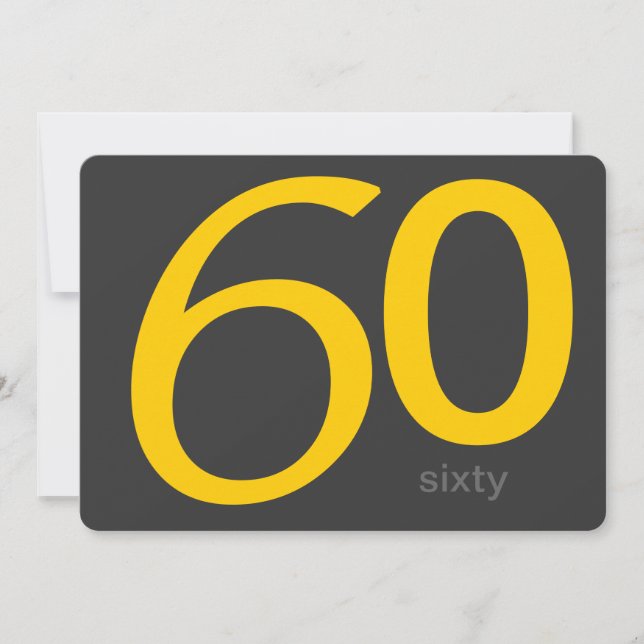 Holzkohle und Gelb, 60. Geburtstag Einladung (Vorderseite)